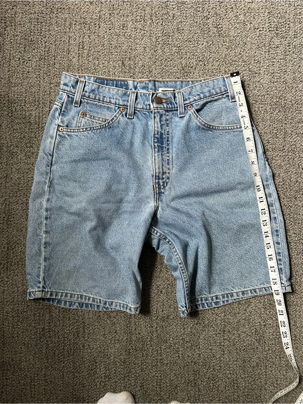 Levi's Vintage 550 Light Blue Denim Men's Shorts Orange Tab